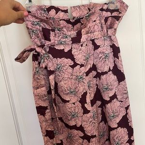 Floral silk paper bag pants